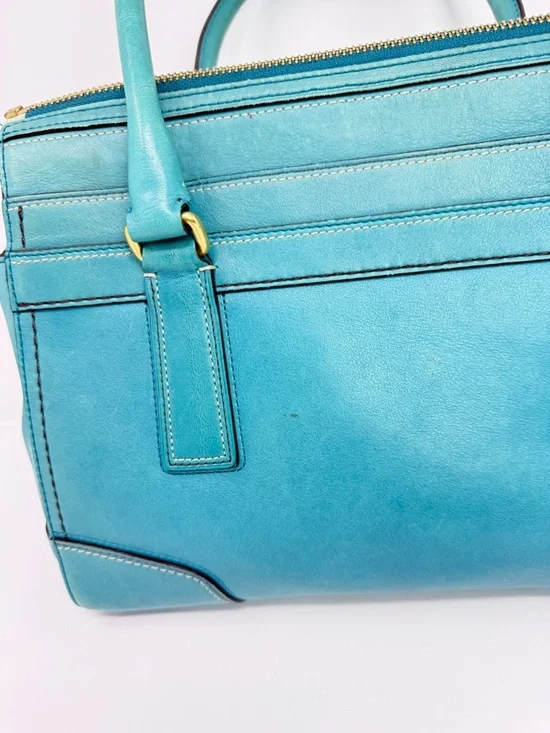 Coach Hampton Carry All Leather Satchel Handbag Turquoise Blue 11047-April 2007 - Picture 10 of 16
